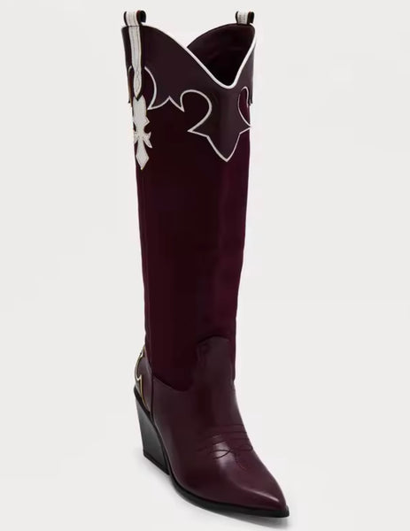 Women Faux Leather Knee High Fashion Western Boots