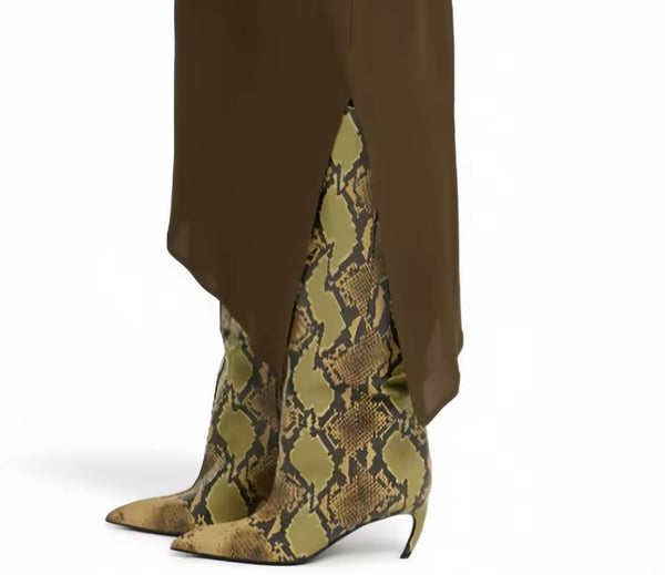 Women Color Fashion Pointed Toe Suede Knee High Boots
