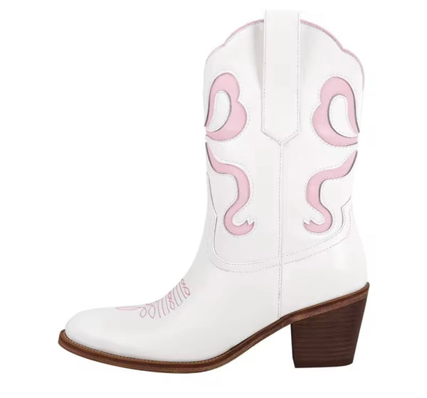 Women Fashion Color Patchwork Ankle Western Boots