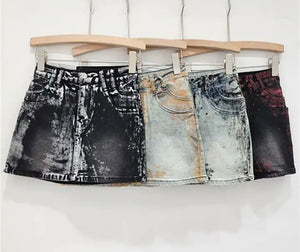 Women Fashion Color Gradient Denim Skirt