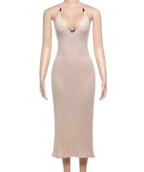 Women Sexy Sleeveless Knitted Maxi Dress