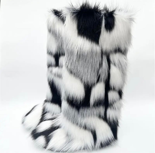 Women Faux Fur Fashion Mid-Calf Boots