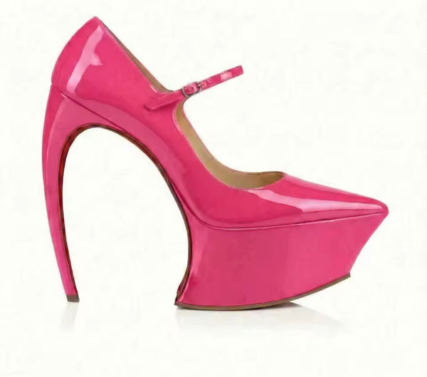 Women Pointed Toe Platform Ankle Strap Fashion High Heels