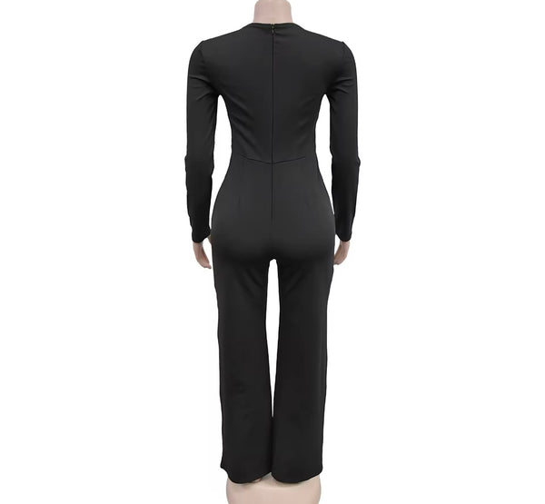 Women Color Button Full Sleeve Fashion Jumpsuit