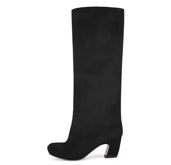 Women Fashion Square Toe Suede Knee High Boots