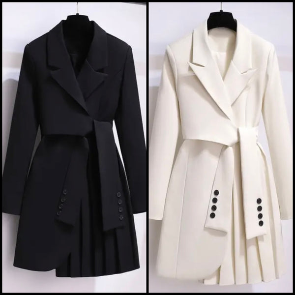 Women Fashion Pleated Trench Jacket