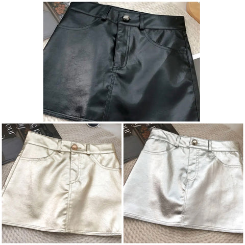 Women Faux Leather Fashion Mini Skirt