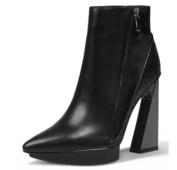 Women Pointed Toe Platform Fashion High Heel Ankle Boots