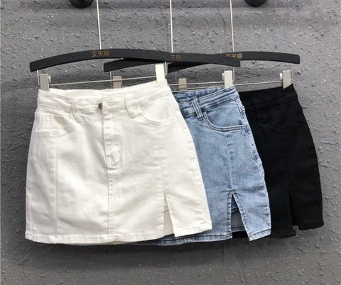 Women Sexy Fashion Side Split Denim Skirt