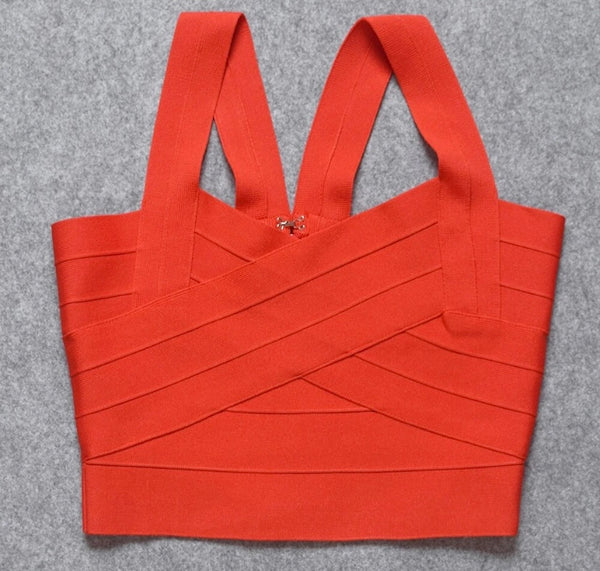 Women Sexy Sleeveless Solid Color Bandage Crop Top