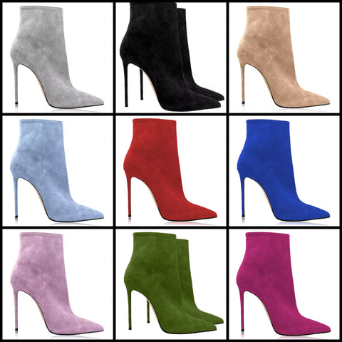 Women Color Fashion Suede High Heel Ankle Boots