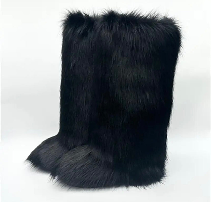 Women Faux Fur Fashion Mid-Calf Boots