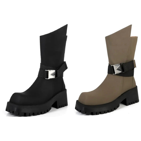 Women Platform Suede Buckled Fashion Ankle Boots