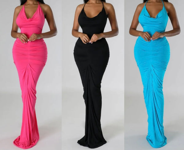 Women Sexy Sleeveless Open Back Maxi Dress