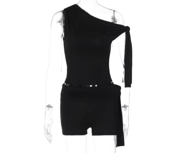 Women Solid Color Sleeveless Fashion Two Piece Short Set