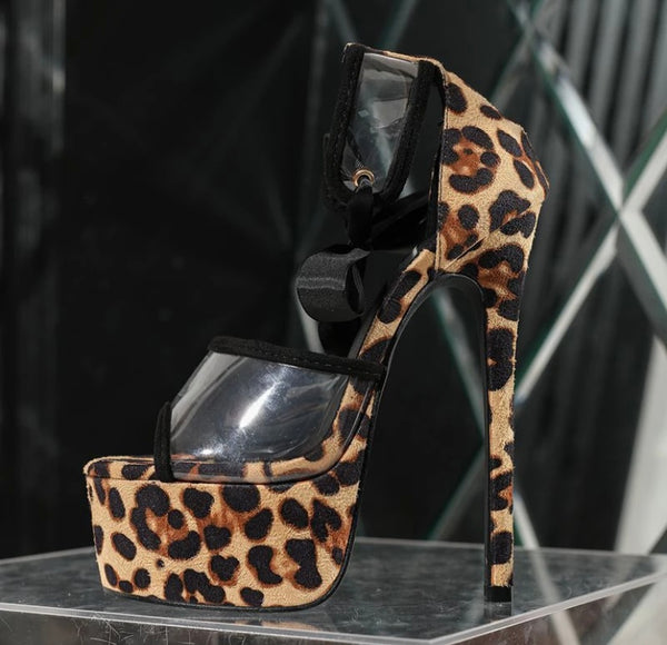 Women Platform Leopard High Heel Sandals