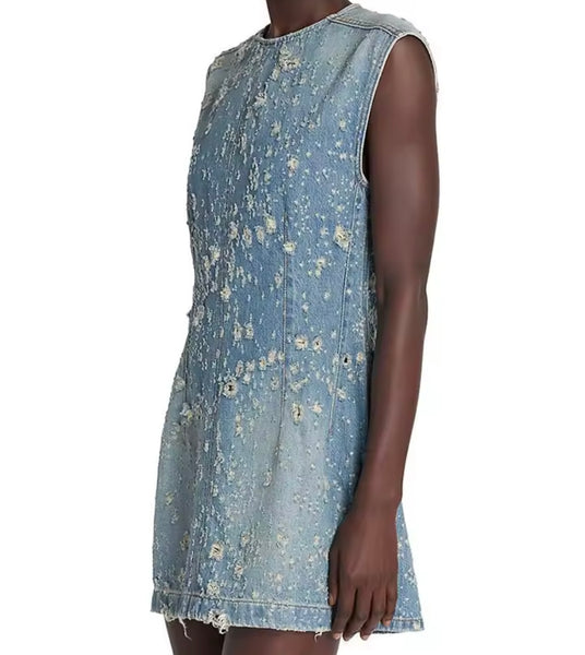 Women Sleeveless Ripped Fashion Dress
