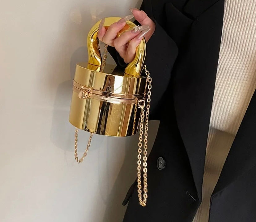 Women Fashion Gold/Silver Metallic Handbag Purse