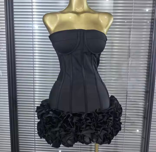 Women Sexy Strapless Corset Floral Bandage Dress