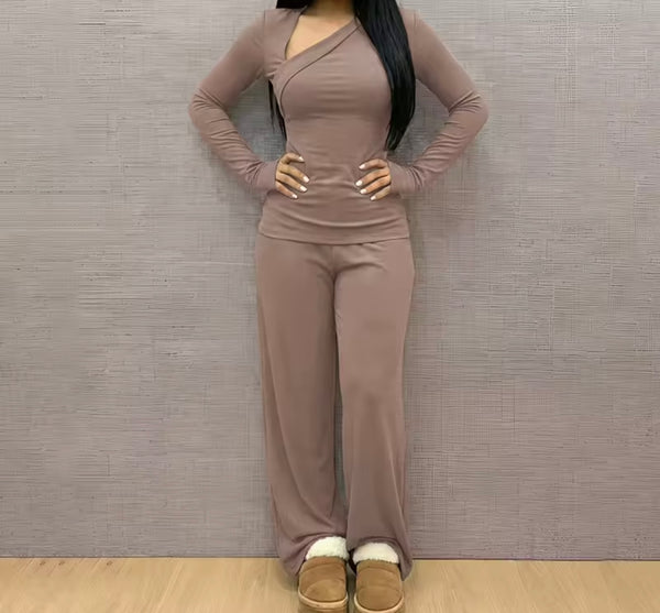 Women Slant Full Sleeve Fashion Two Piece Pant Set