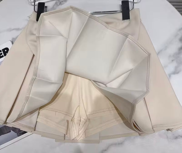 Women Bling Halter Sleeveless Bow Two Piece Pleated Shirt Set