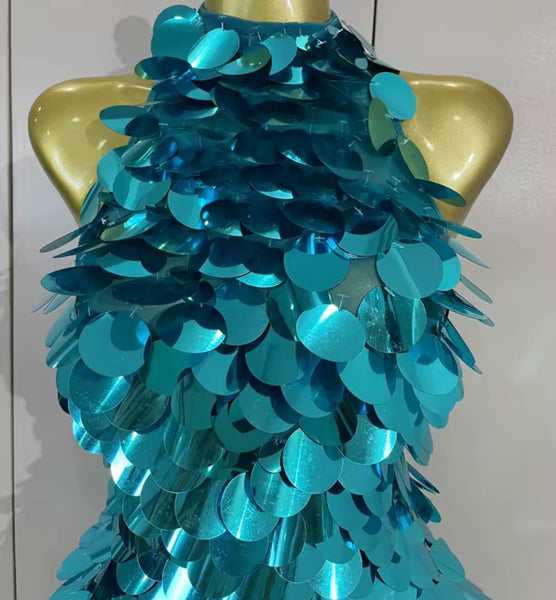 Women Sexy Sequins Halter Sleeveless Open Back Dress