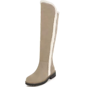 Women Wool Patchwork Fashion Flat Suede Knee High Boots