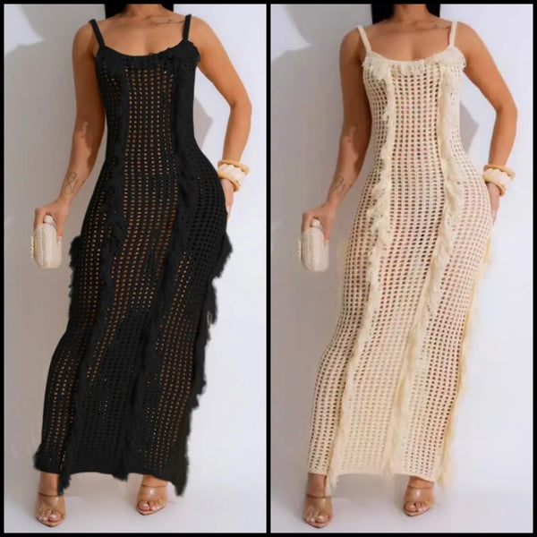 Women Sexy Knitted Fringe Sleeveless Dress