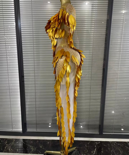 Women Sexy Sequins Rhinestone Mesh Maxi Dress