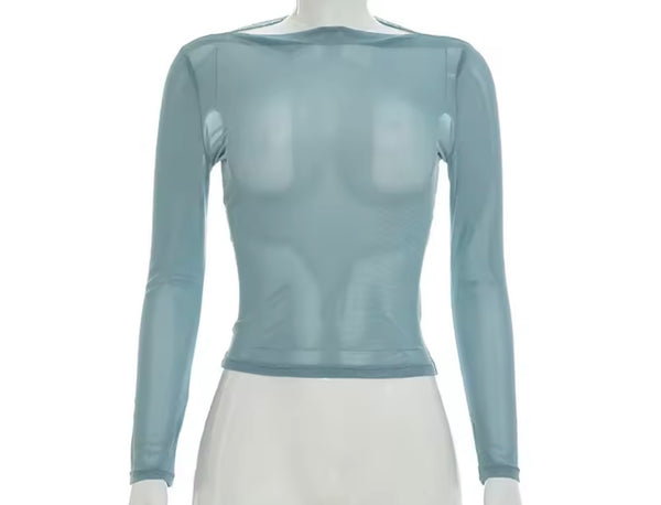 Women Mesh Full Sleeve Two Piece Sexy Pant Set