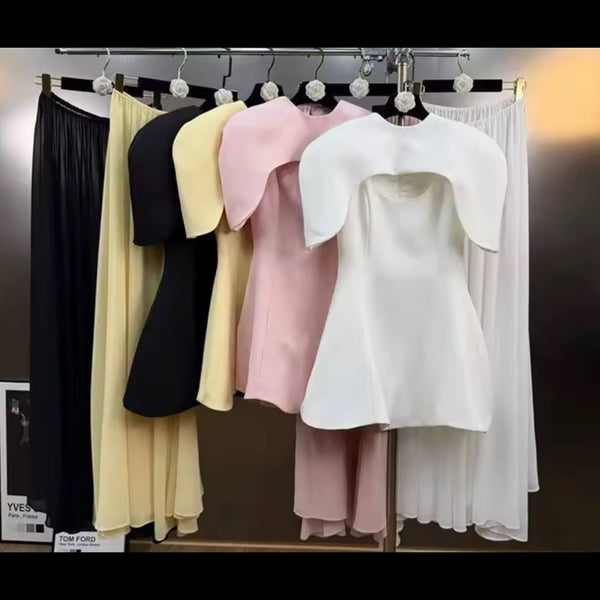 Women Fashion Shawl Dress Three Piece Set