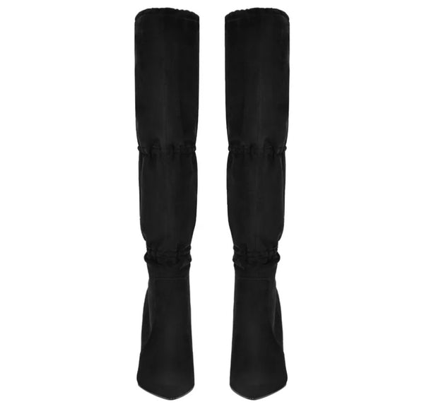 Women Fashion Faux Leather High Heel Tie Up Knee High Boots