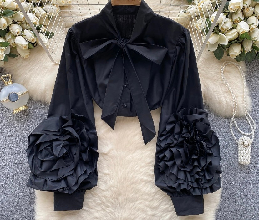 Women Ruffled Full Sleeve Tie Up Fashion Top