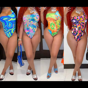 Women Sexy Multicolored Halter Swimsuit