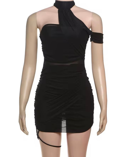Women Sexy Mesh Halter Sleeveless Dress
