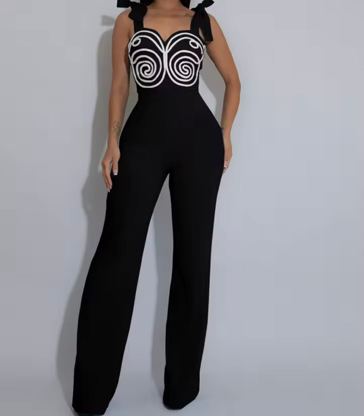 Women Tie Up Sleeveless Printed Fashion Jumpsuit