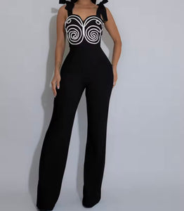 Women Tie Up Sleeveless Printed Fashion Jumpsuit
