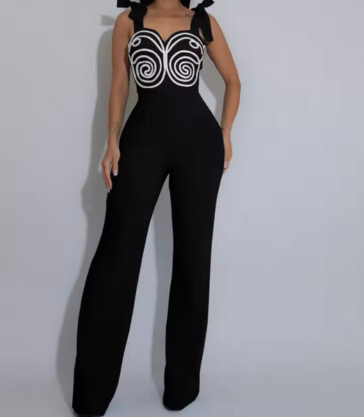 Women Tie Up Sleeveless Printed Fashion Jumpsuit