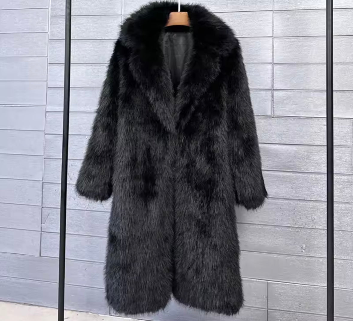 Women Fashion Color Faux Fur Long Coat