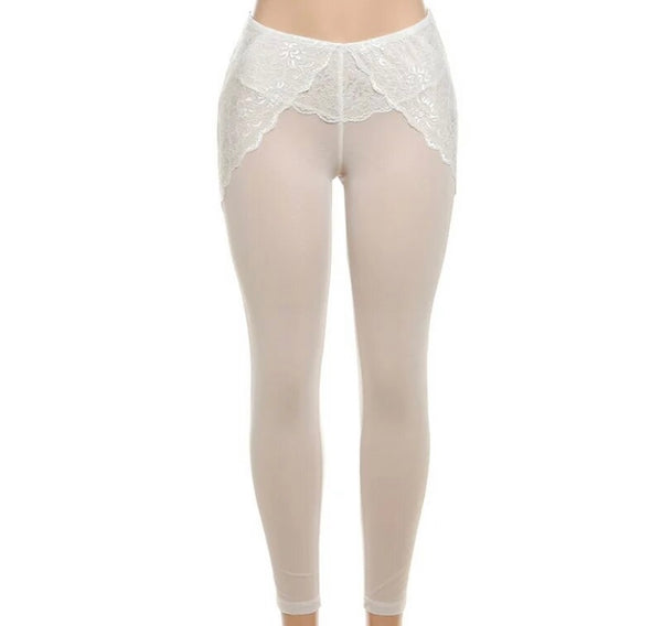 Women Sexy Fashion Solid Color Mesh Two Piece Pant Set