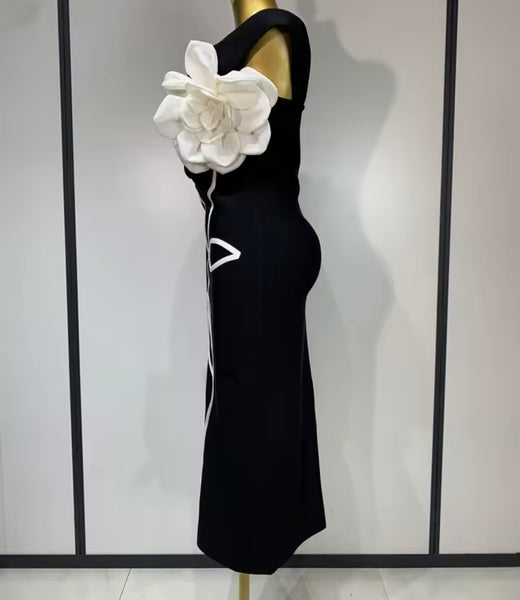 Women Sexy Sleeveless 3D Floral Print Dress