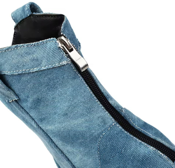 Women Fashion Square Toe Platform High Heel Ankle Boots