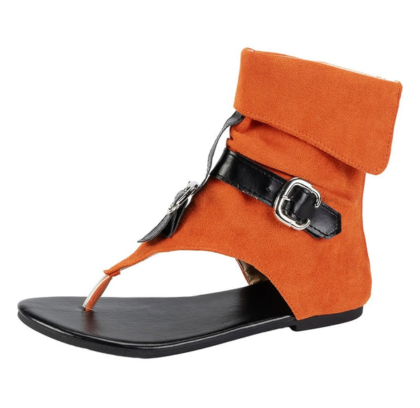 Women Fashion Suede Buckled Flat Sandals