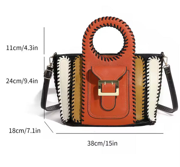 Women Fashion Color Patchwork Buckled Wallet Purse Set