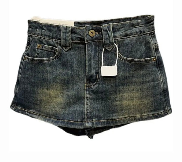 Women Fashion Denim Wrap Mini Shorts