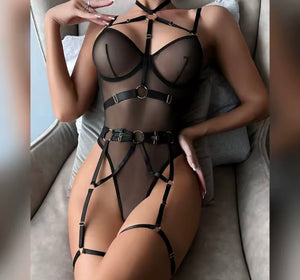 Women Sexy Color Leopard Print Mesh Bodysuit Lingerie