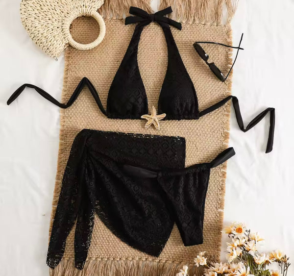 Women Sexy Starfish Halter Bikini Cover Up Set