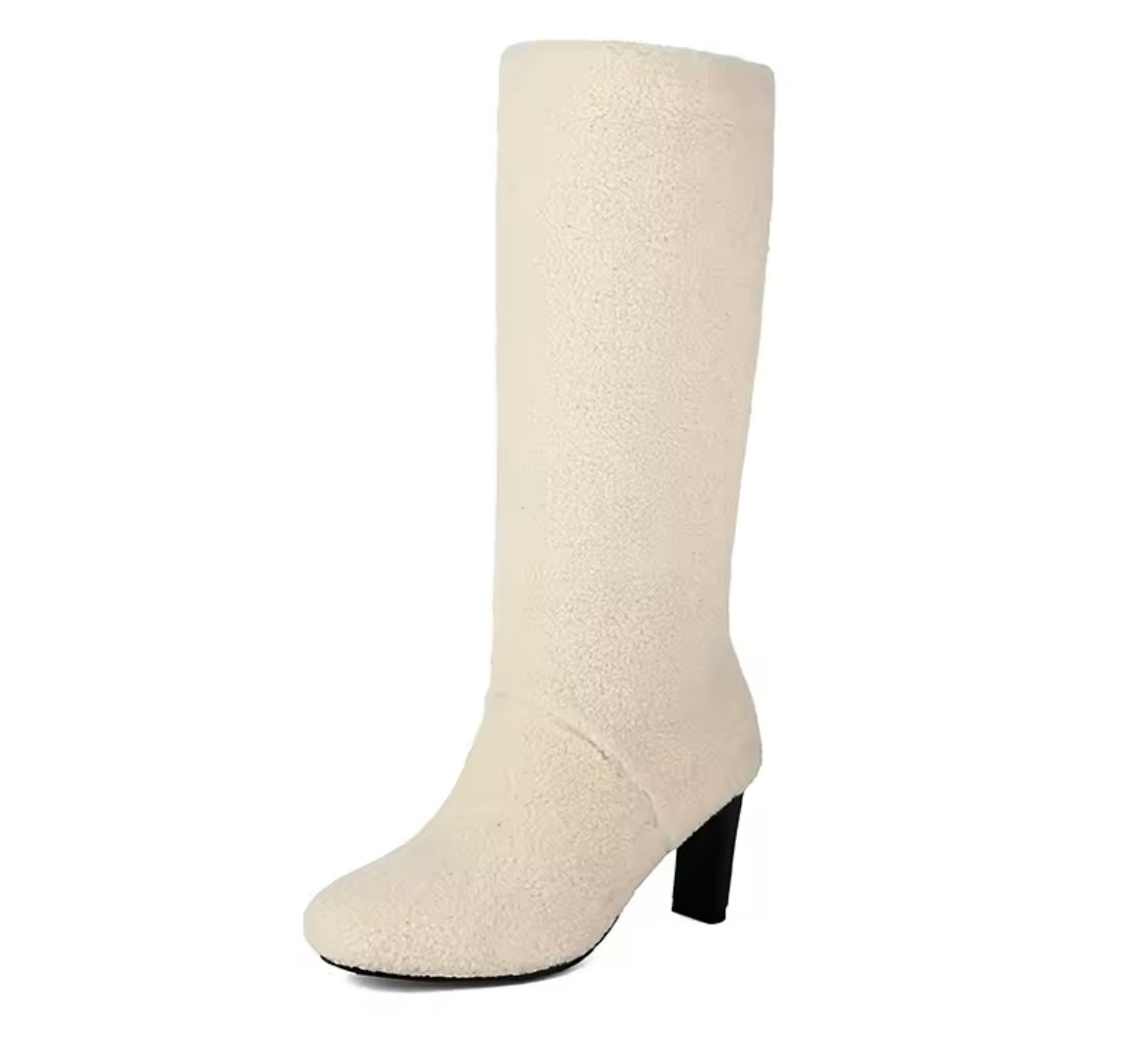 Women Color Fashion Wool High Heel Boots