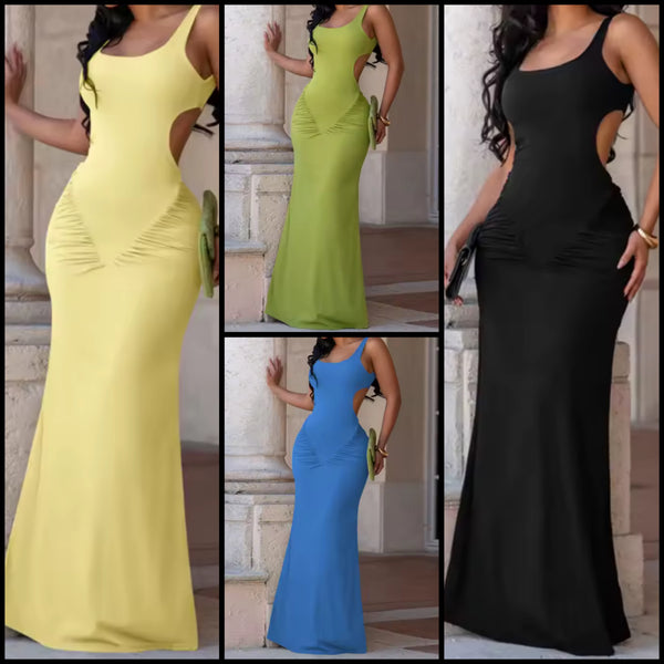 Women Sexy Sleeveless Open Back Maxi Dress