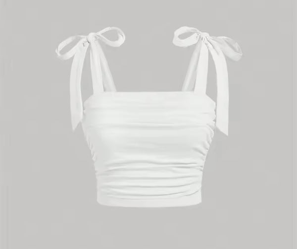 Women Color Tie Up Sleeveless Fashion Crop Top